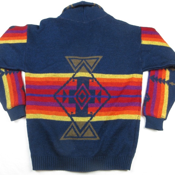 Vintage 100% Virgin Wool Pendleton Native American Design Cardigan Sweater, Sz S - Picture 3 of 6